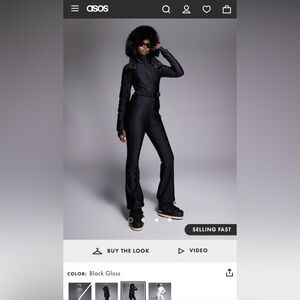 New w/o Tag ASOS 4505 Ski & Snow Hourglass Belted Slim Leg Fur Hood Jumpsuit